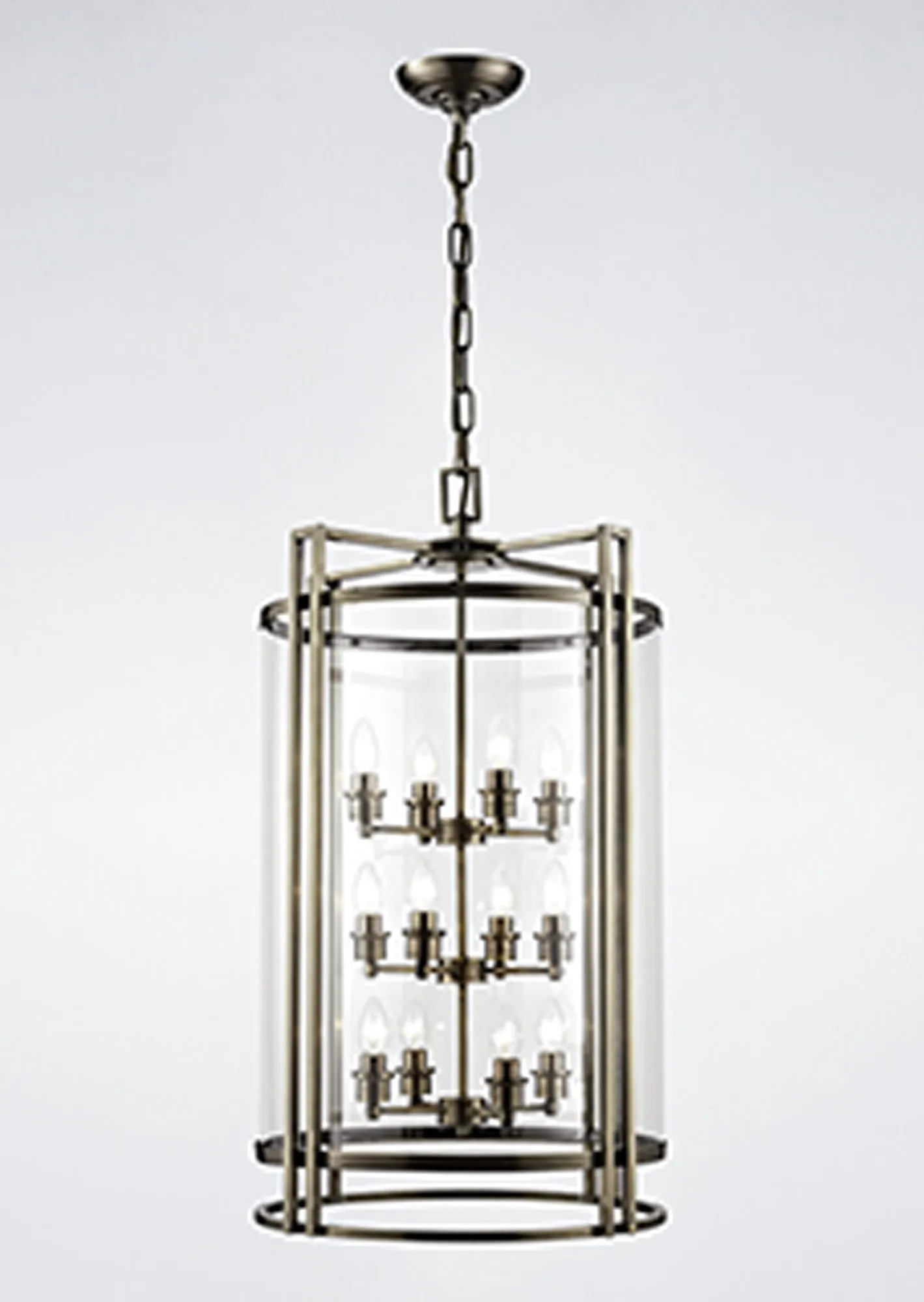 Eaton Glass Pendant 12 Light (17.6kg) Antique Brass IL31095  Diyas Eaton Antique Brass